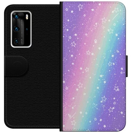 Kompatibelt Lommeboketui til Huawei P40 Pro Rainbow-farget pastellbakgrunn med hvite stjerner og gnistrende prikker i myk overgang