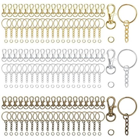 Svingbare karabinhager nøgleringe med kæde og åbne springringe til nøgleringssnor syprojekter Materiale håndværk