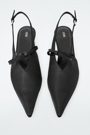 COS Femme Escarpins Slingback Pointus En Satin À Nœud in Noir