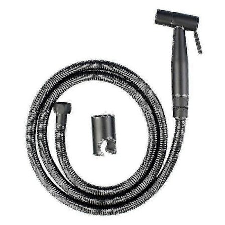 Sort håndholdt toiletsprøjte i rustfrit stål, badeværelses bidet sprøjtesæt med slange til brusesprøjte væg eller toilet