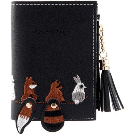 Søt Broderte Lommebok Myntveske Glidelås Kvast Kort Holder