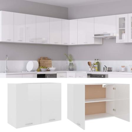 Vidaxl Väggskåp Vit Högglans 80x31x60 Cm Spånskiva Vit