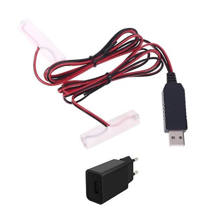 Universell dobbel AA-batterieliminator EU-plugg strømadapter 1.5V 3V 4.5V 6V Kan erstatte 1 til 4 stk AA-batteri