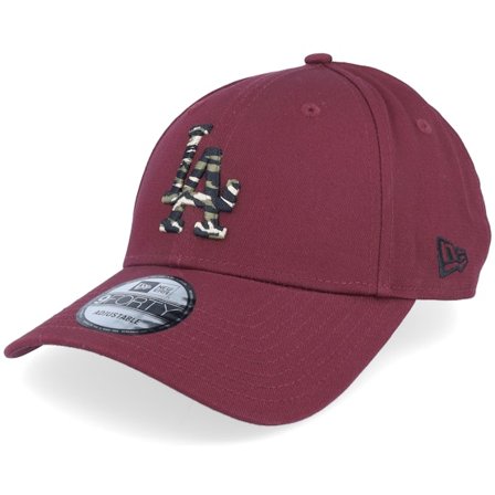 New Era - MLB Red adjustable Czapka Z Daszkiem - Los Angeles Dodgers Wild Camo 9FORTY Maroon Adjustable @ Hatstore