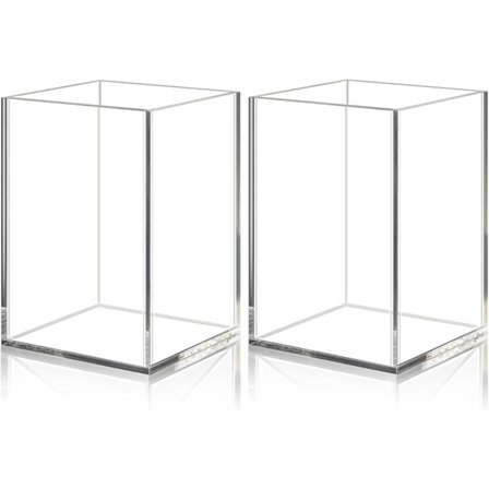 Klar Akryl Blyantsholder 2 Pakke Kvadratisk Akryl Penholder | Makeupbørste Opbevaring | Skrivebordsarrangør