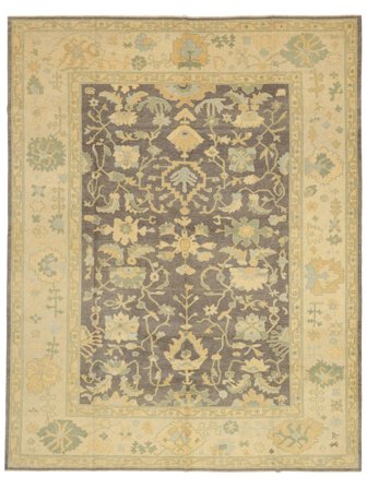 Hand Knotted Oushak Rug 303X388 Orange/Dark Yellow