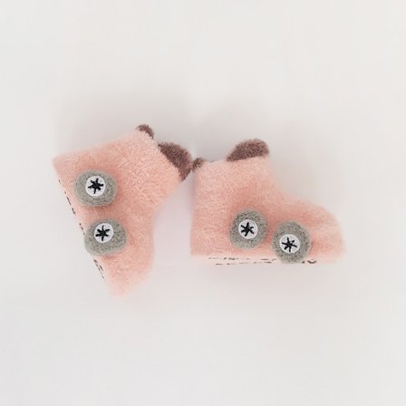 3-delt Fortykkede Skridsikre Baby Småbørn Nyfødte Plys Bomuldsstrømper, Søde Lave Bilstrømper Mellemhøje Drenge Piger 1-3 År Gamle(Pink)-13*7cm