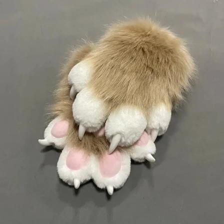 Sød plys cosplay kostume furry farve dyr pote handsker kat pige handsker kat pote sød plys pels kostume færdigt produkt Brown