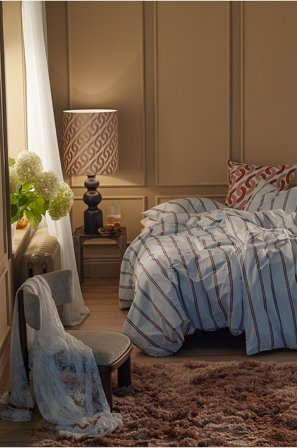 Staycation - Påslakanset Significant Stripe i bomullspercale 2 eller 3 delar - Blå - Påslakanset - 220X220 - Från Homeroom