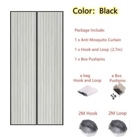 Koko 80 x 210 cm - Tyyppi Musta 2 - Kesän hyttysverkko magneeteilla, oviverkko, hyönteisverkko, hietasääskiverkko