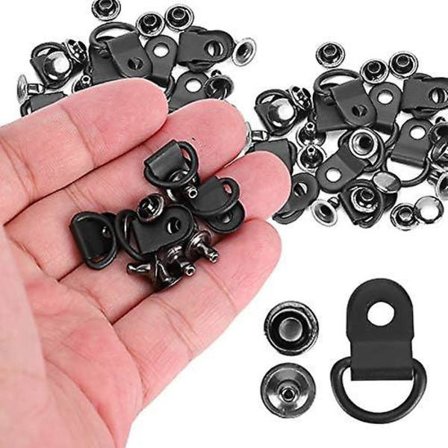 100 Sæt Snørebånds Krog D-ring Øje Spænde Messing Støvlekroge Beslag Med Nitter DIY Nitteværktøj Mat Sort 9x14mm
