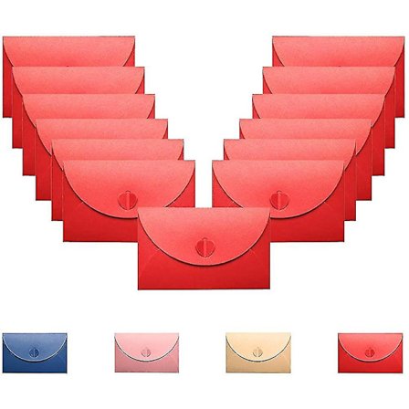 Rött kuvert, 60 st handgjorda minikuvert för presentkort, söta vykort