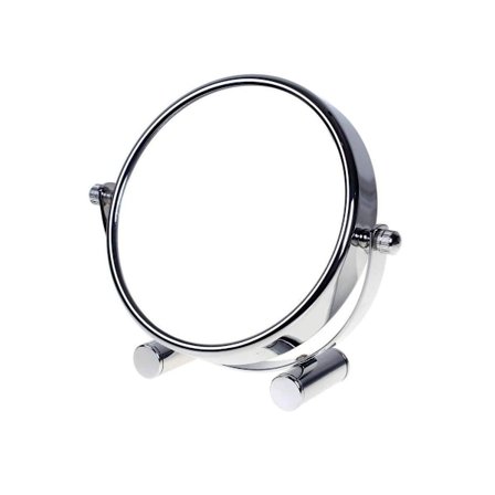 Forstørrelsesspeil, 6 tommers bordplate speil, 360° svingbar, sminke speil, badespeil, krom. Normal + 10x forstørrelse