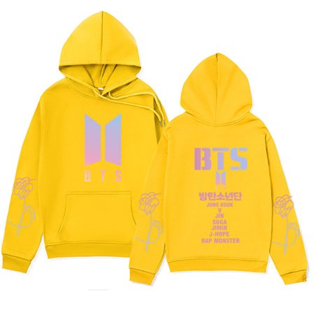 Bts unisex hættetrøje Casual hættetrøje Cosplay jakke top gul Yellow-XF33-
