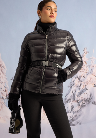 TOMMY JEANS Tjw Branded Belt Down Jacket BDS Black Klær