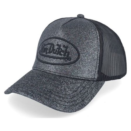Von Dutch - Svart Keps - Oval Patch Black/Glitter A-Frame Trucker @ Hatstore