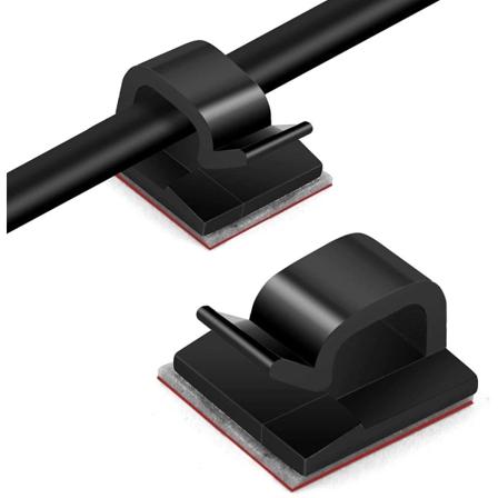 50 stk selvklebende kabelbindere for kabelhåndtering, svart