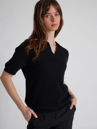 Kashmina - Kashmir pique "Rikke" - Sort - Size M