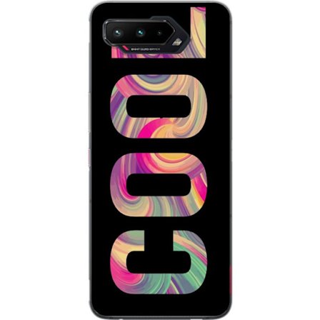 Kompatibelt Mobildeksel til Asus Asus ROG Phone 5 Modern typografisk kunst med ordet LOVE i flytende regnbuefarger mot svart bakgrunn med sterk visuel