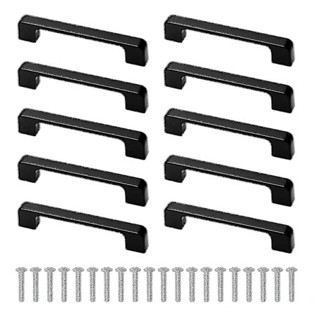 /EA/10 stycken skåpshandtag Svart med skruvar för köksskåp garderob, hålcentrum 96mm