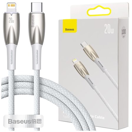 Baseus Glimmer serie hurtigladekabel USB-C - Lightning 480Mb/s PD 20W 1m hvit