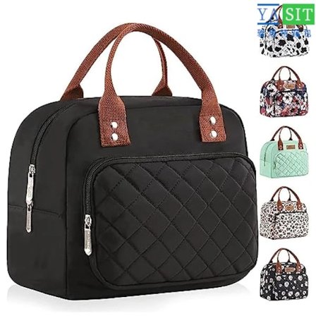 Insulated Lunch Bag for Women Men Work Adult Cooler Tote Bag Container (Black)