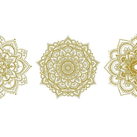 Puoli Mandala Seinätarra Boho Mandala Seinätarra Hippie Mandala Vinyyli Seinätarrat Kukka Seinätarrat Sängynpääty Seinäkoriste (Kulta)