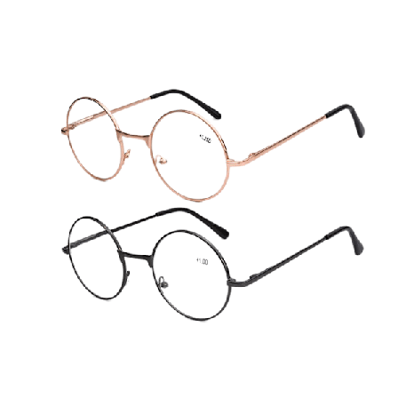Retro Runde Lesebriller Metall Lesere Vintage Herre Dame +1.00~4.00 Svart Black