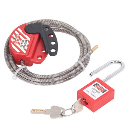 Justerbar rustfri stålwirelås 38 mm Lockout Tagout hængelås med 2 nøgler