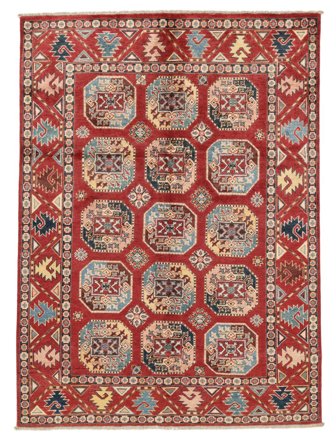 Kazak Fine Rug 147X200 Dark Red/Brown Wool, Afghanistan