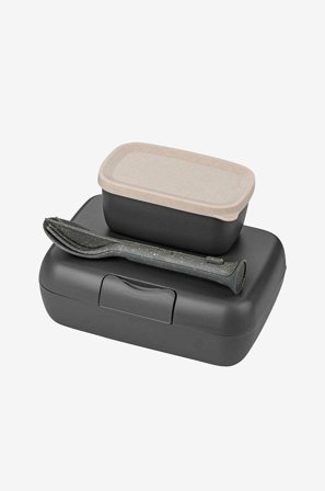 Koziol - Sæt Med 2x madkasse og bestik Candy Ready - Grå - Opbevaringsbeholdere - Fra Homeroom