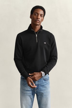 GANT Herren Sweatshirt mit halblangem Reißverschluss (5XL) Schwarz