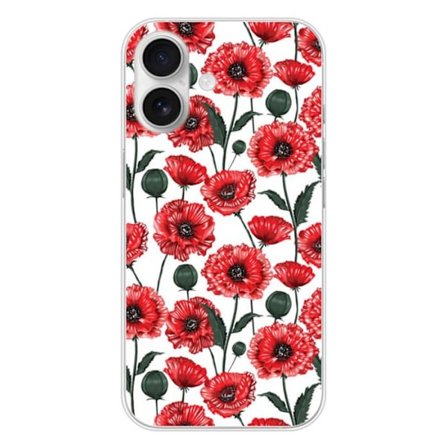 Siliconfodral - Kompatibel med Apple iPhone 16 - design med vallmo-blommor