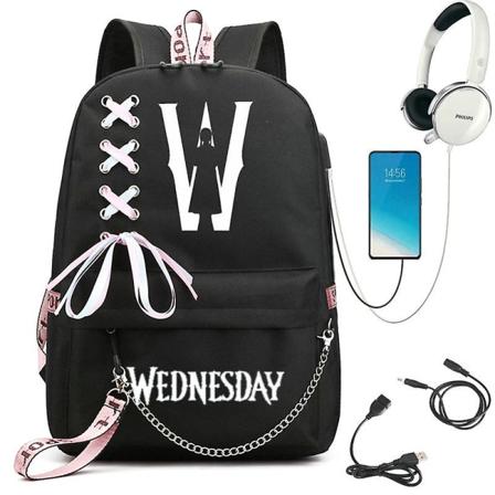 Wednesday Addams -reppu Mirabel Madrigal -koululaukut Usb-latausreppu Matkareppu Koulureppu lapsille Opiskelijoille picture color15