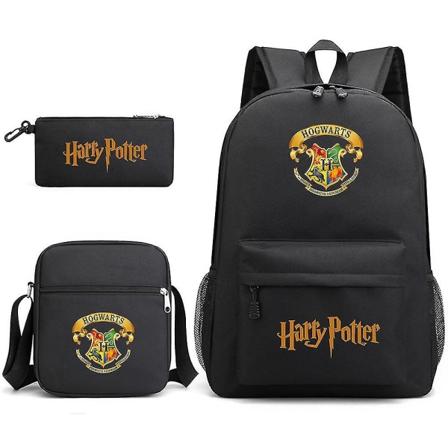 Barnens Harry Potter tredelad skolväska tryckt stor kapacitet utomhusryggsäck #1 (FMY) Black