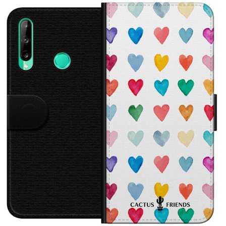 Yhteensopiva Lompakkokotelo Huawei Huawei P40 lite E Cactus and Friends - Watercolor Love Grid