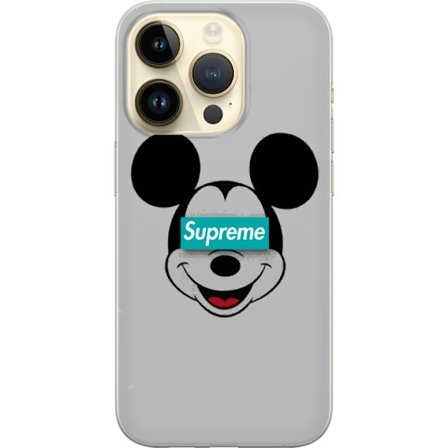 Kompatibelt Mobilskal till Apple Apple iPhone 15 Pro Mickey Mouse ansikte med Supreme logotyp streetwear inspirerat pop art motiv perfekt för fans av