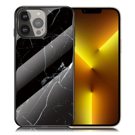 Marble design iPhone 13 Pro Max cover - Sort Marmor