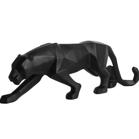 Panter Skulptur Ornamenter, Statue Moderne-Svart, Stor, 44cm
