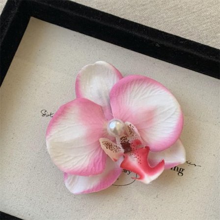Orchid Butterfly Hårklämma Rosett Blomma Hårklämmor ROSA OCH VITA