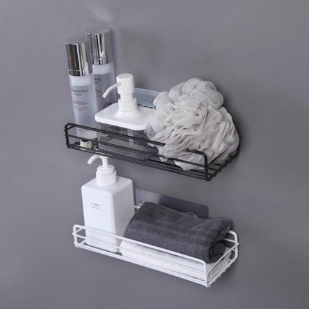 Sett med 2 metall lim dusjhylle uten boring, baderomsoppbevaring