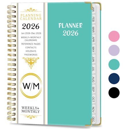 Engelsk anteckningsbok A5 spiral kalender veckoplanerare arbetsregister schema