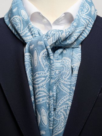 John Henric Men's Blue Paisley Scarf Cotton Size Onesize