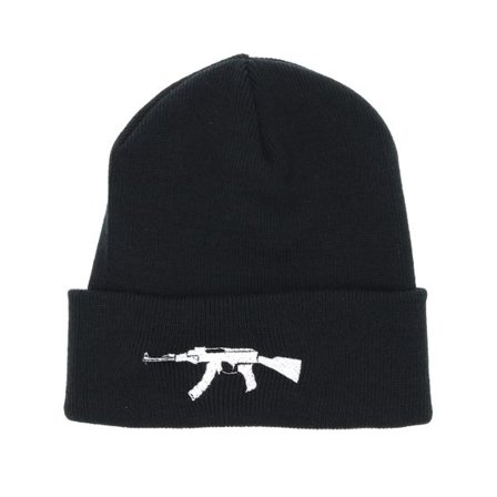 GUNS n SKULLS - Svart cuff Beanie - AK47 Black Beanie @ Hatstore