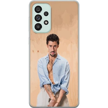 Yhteensopiva Puhelinkuori Samsung Galaxy A73 5G Bad Bunny Super Bowl-inspiroima grafiikka, jossa NFL-trofe ja San Franciscon silta urheilusuunnittelus