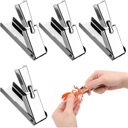 4 stk. Reje Pillemaskine Rustfrit Stål Hurtig Pillemaskine Rejehaler Praktisk Tilbehør til Køkken Restaurant Udendørs Arrangementer (Sølv)