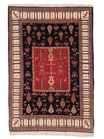 Hand Knotted Persian Loribaft Fine Persia Rug 158X229 Dark Red/Black