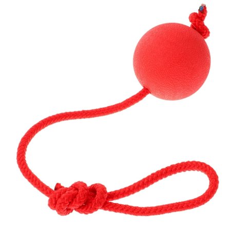 Hundeleke Ball med Elastisk Materiale og Tau, Bitebestandig Jekseltrener, For Hunder og Valper, Utendørslek og Tannpleie, Rød[HK]