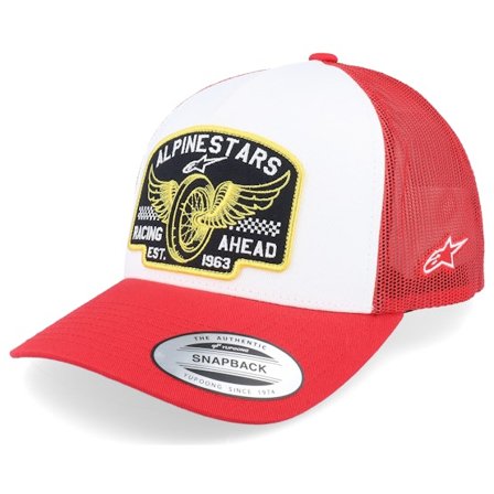 Alpinestars - Red trucker Czapka Z Daszkiem - Heritage Patch Hat White/Red Trucker @ Hatstore