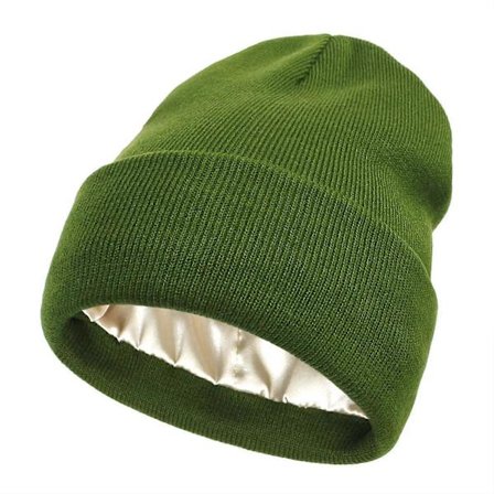 Unisex satinforet anti-statisk hue til kvinder vinter silke foring slouchy varm cuffed skullies udendørs hue